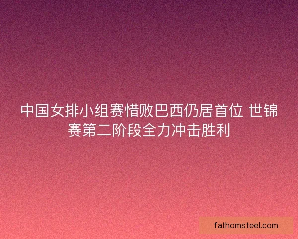 中国女排小组赛惜败巴西仍居首位 世锦赛第二阶段全力冲击胜利